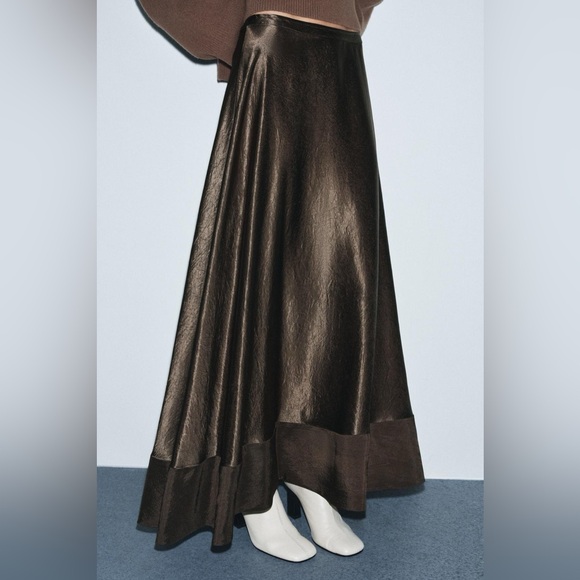 Zara Dresses & Skirts - ZARA ZW COLLECTION LIMITED EDITION SATIN EFFECT MIDI SKIRT